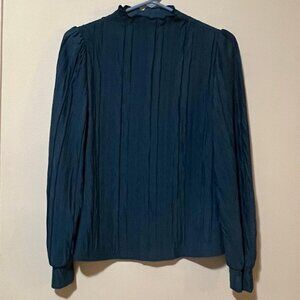 Long Sleeve Textured Blue Blouse/Shirt